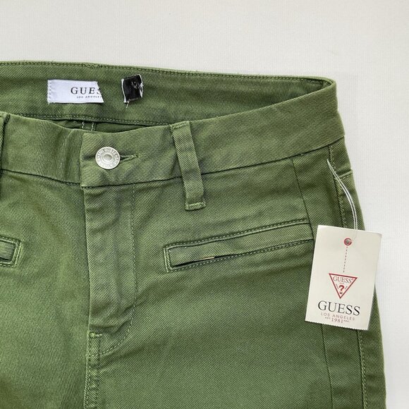 Guess Women’s Athletic Zip Skinny Jean In Olive Ankle Zip Cropped Leg Size 27 - Picture 7 of 13
